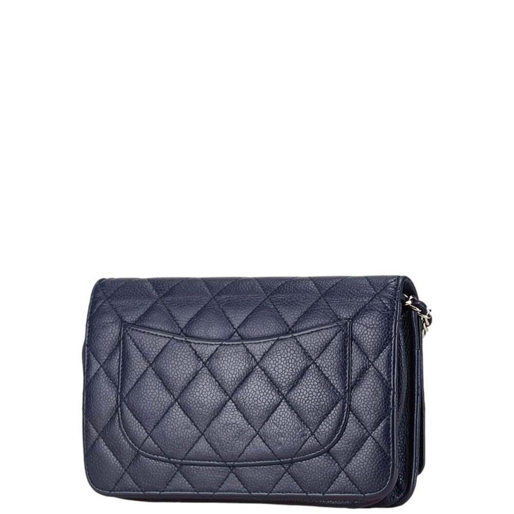 CHANEL Authentic Blue Caviar Leather Logo Wallet - Picture 2 of 9